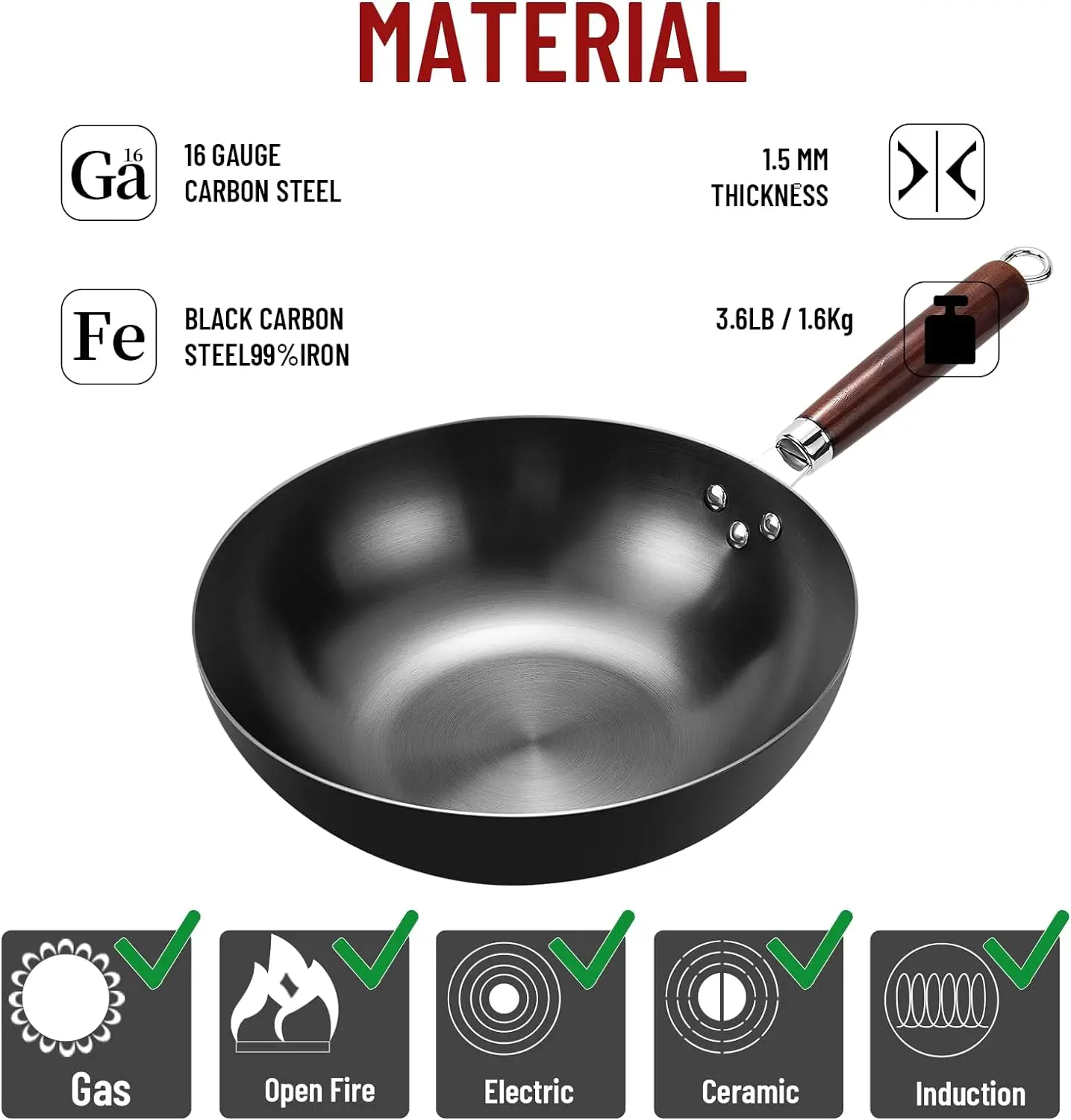 Wok a fondo piatto 32 cm, pade - Wok Electric Flat recensione e prezzo